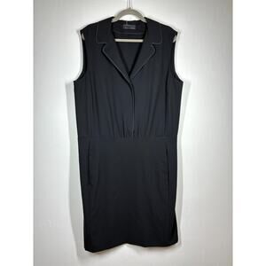 Narciso Rodriguez Black Sheath Shirt Dress 12 Virgin Wool Quiet Luxury Minimal